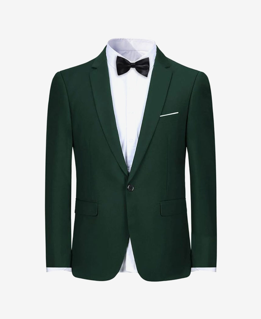 Blazer Green Twill Weave Single Brest Blazer