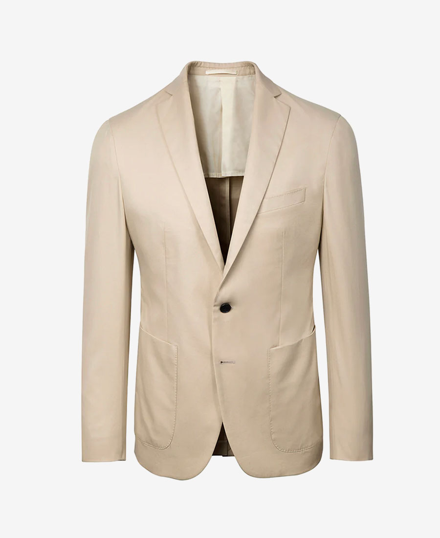 Ami Beige Slim Fit Monogram Cotton Jacket